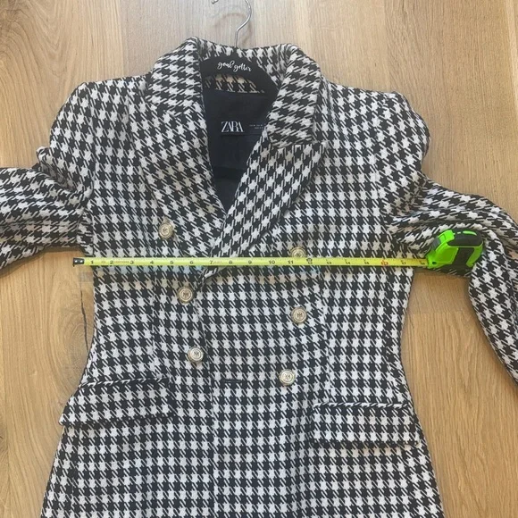 ZARA Black & White Tweed Houndstooth Double-Breasted Blazer - size M - Picture 10 of 14